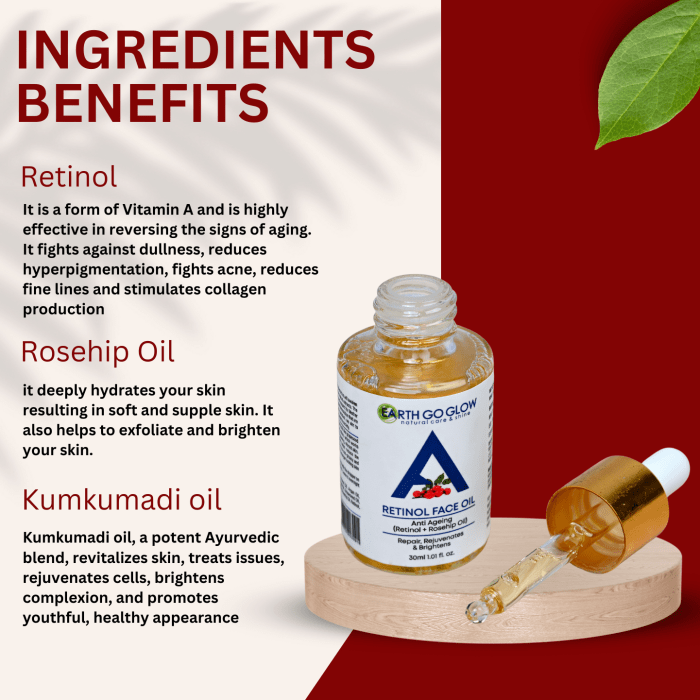 Ingredients Benefits using Retinol Face Oil